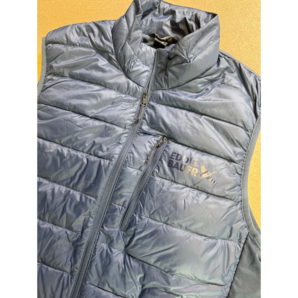 Eddie Bauer Mens Down 550 Puffer Vest Blue Size M Full Zip Insulated Outdoor $89
